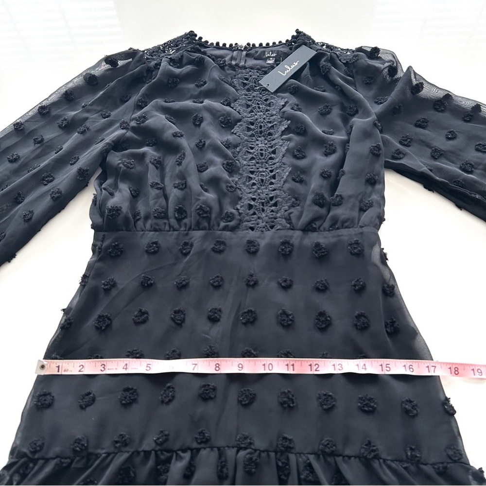 Lulus Black Lace Embroidered Long Sleeve Mini Dress NWT Size M - Picture 10 of 15